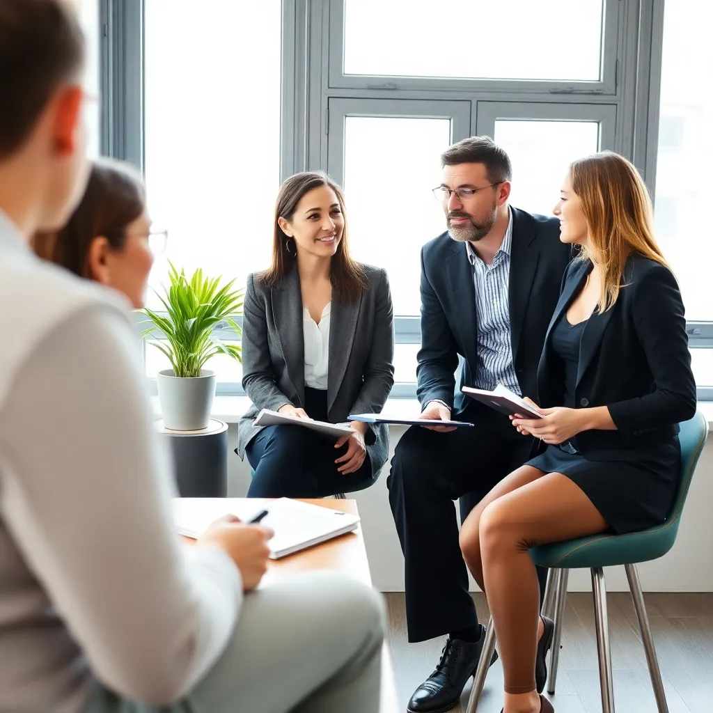 Professionele coach die een-op-een begeleiding geeft aan een werknemer